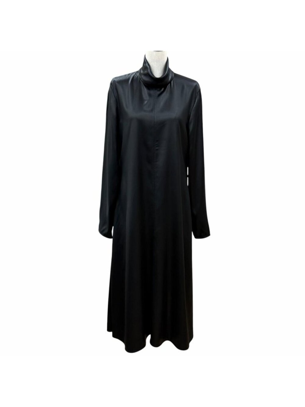 Celine 2 Phoebe Philo Era High Neck Long Sleeve Long Dress Black FR 40